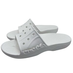 NEW Crocs Womens Shoes Baya Slide Sandals 9 White Flat Casual Cushioned Comfort